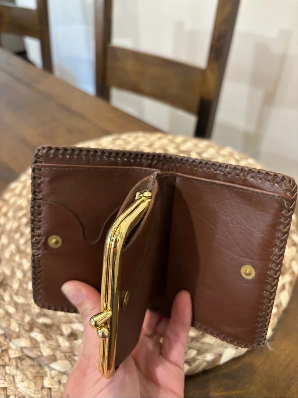 Hand-Tooled Leather Wallet - Tan